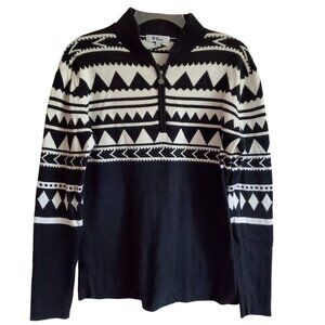 Neve Quarter Preppy Zipper Pullover Aztec Print Sweater